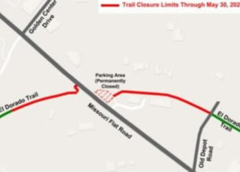 El Dorado Trail Overcrossing Project: Temporary Closure at Missouri Flat Road Through May 2025