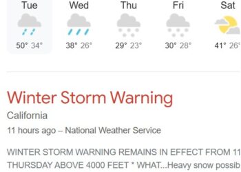 Winter Storm Warning: El Dorado County Urges Residents to Prepare for Heavy Rain, Strong Winds, and Snow