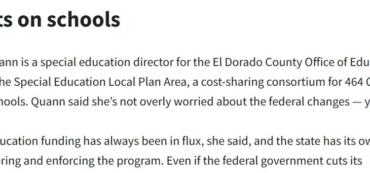 El Dorado County Educators Brace for Special Education Fallout if U.S. Department of Education Is Dismantled