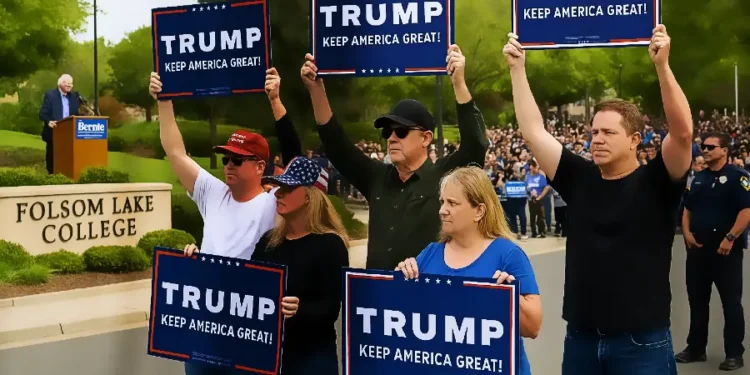 Trump Supporters Counter Sanders Rally at Folsom Lake College Amid Political Divide