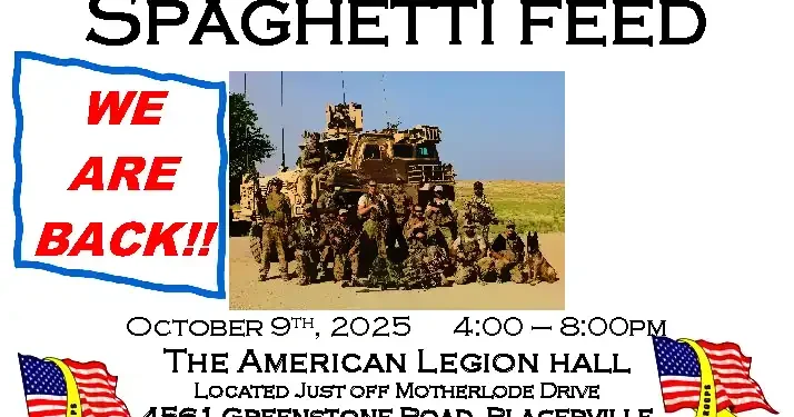 17th Annual Honor Our Troops Spaghetti Feed Returns to Placerville October 9