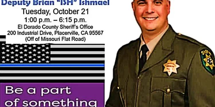 El Dorado County Hosts Blood Drive Oct. 21 in Memory of Deputy Brian Ishmael