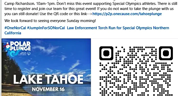 El Dorado County Sheriff to Lead Nov. 16 Polar Plunge at Camp Richardson for Special Olympics