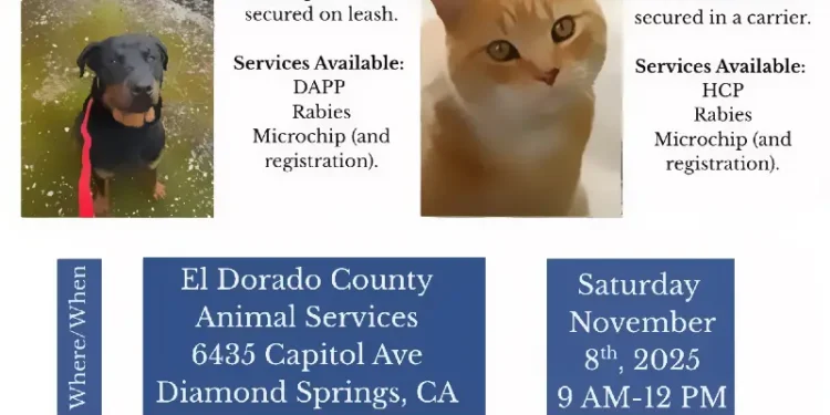 Free Pet Vaccine & Microchip Clinic — El Dorado County, Nov. 8