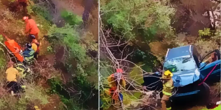 SUV Plunges Down Embankment on Highway 193; Driver Airlifted After Multi-Agency Rescue