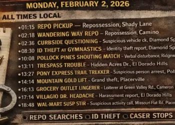 El Dorado County Sheriff Activity Blotter — Feb. 2, 2026