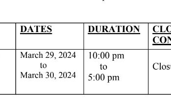 Mosquito Road Closure for Concrete Delivery: Updated Schedule