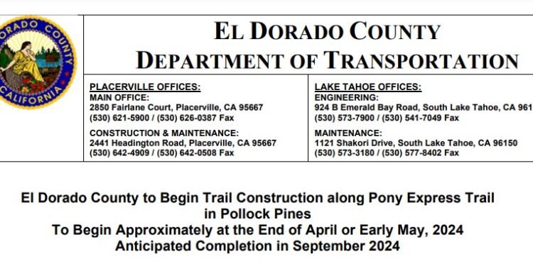 El Dorado County Embarks on Transformative Trail Enhancement Along Pony Express Route