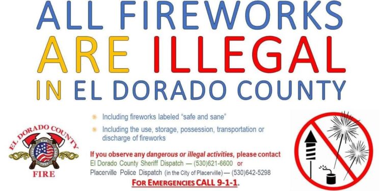 All personal Fireworks Banned in El Dorado County
