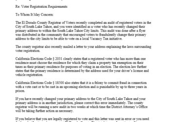 District Attorney Investigates Questionable Voter Registrations in South Lake Tahoe