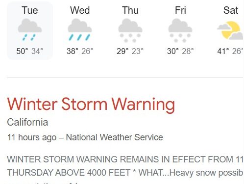 Winter Storm Warning: El Dorado County Urges Residents to Prepare for Heavy Rain, Strong Winds, and Snow