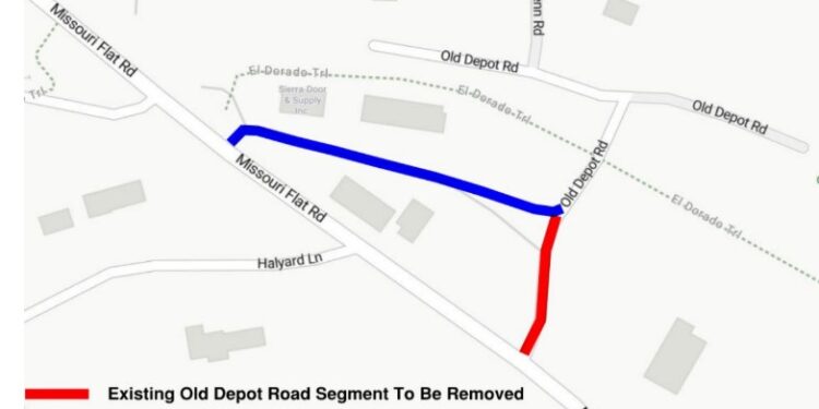 Old Depot Road Temporarily Realigned for Diamond Springs Parkway Work in Placerville