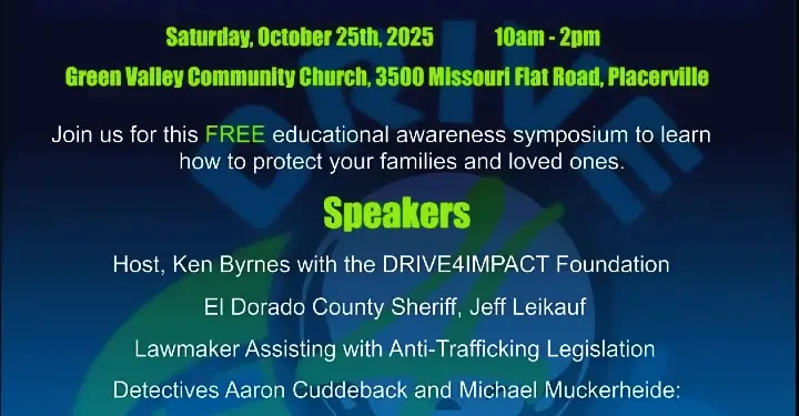 Community Alert: Free Anti-Trafficking Symposium Set for Oct. 25 in Placerville