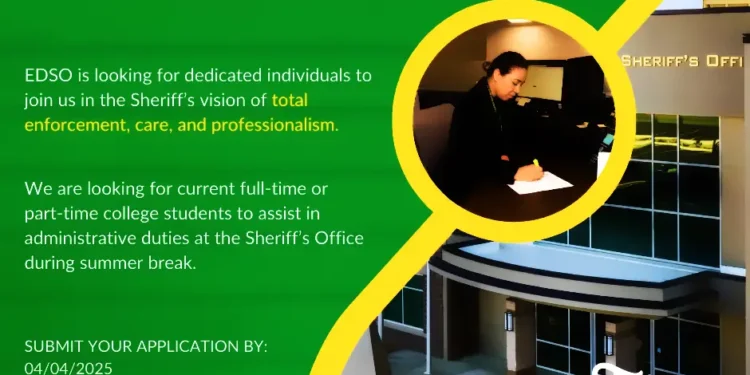 Student Internships Available at El Dorado County Sheriff’s Office This Summer