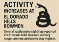 Rattlesnake Activity Increases at El Dorado Hills Bowmen Archery Range