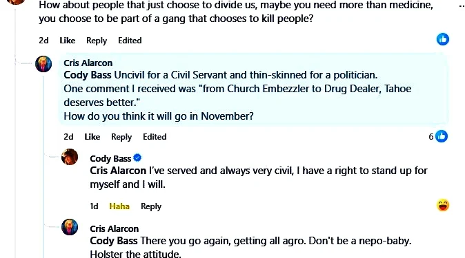 South Lake Tahoe Mayor Pro Tem Cody Bass Arrested in Stateline, Nevada