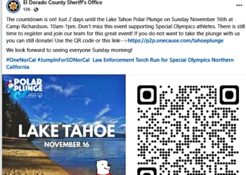 El Dorado County Sheriff to Lead Nov. 16 Polar Plunge at Camp Richardson for Special Olympics
